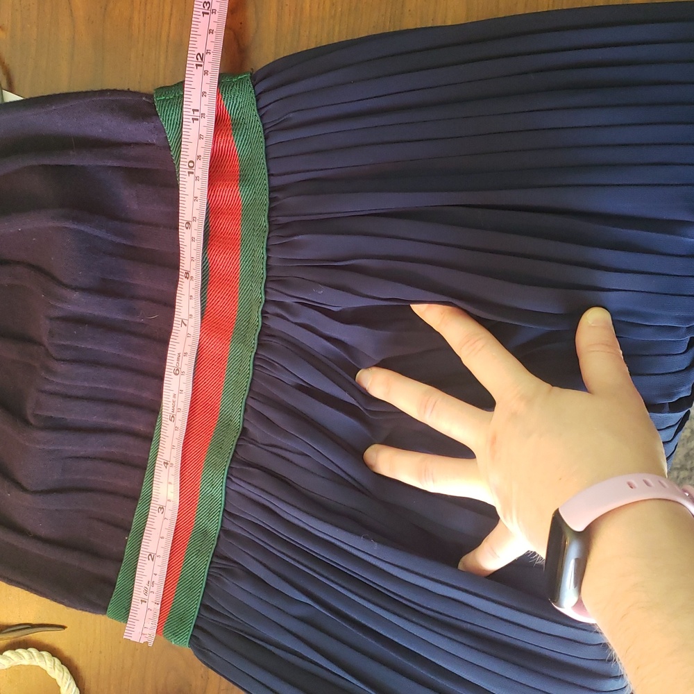 Women’s Navy Maxi Dress with Red-Green Waistband - Picture 12 of 15